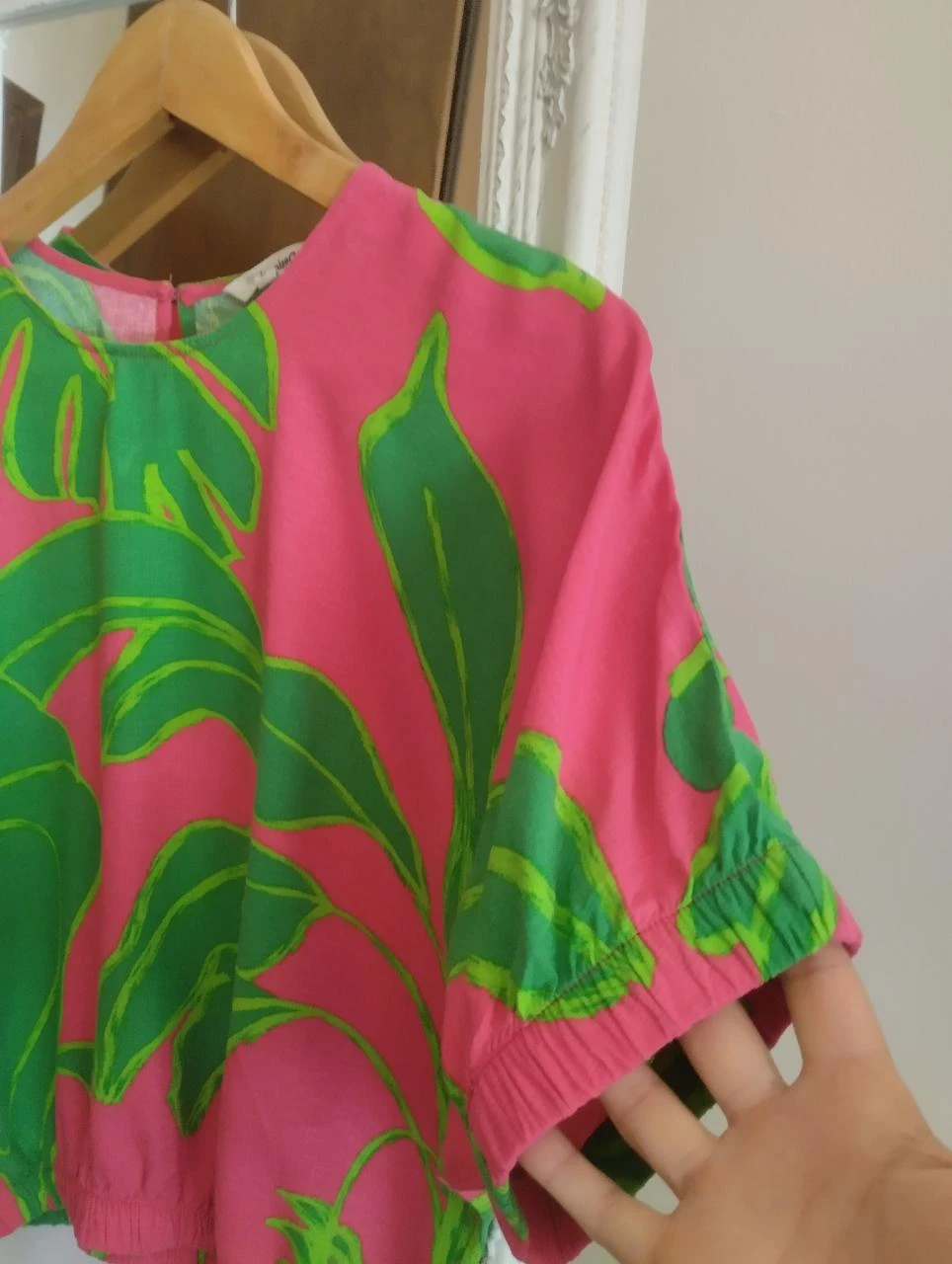 Desigual Tropical Tucanos Rosa Verde Blusa Oversized S – photo 7